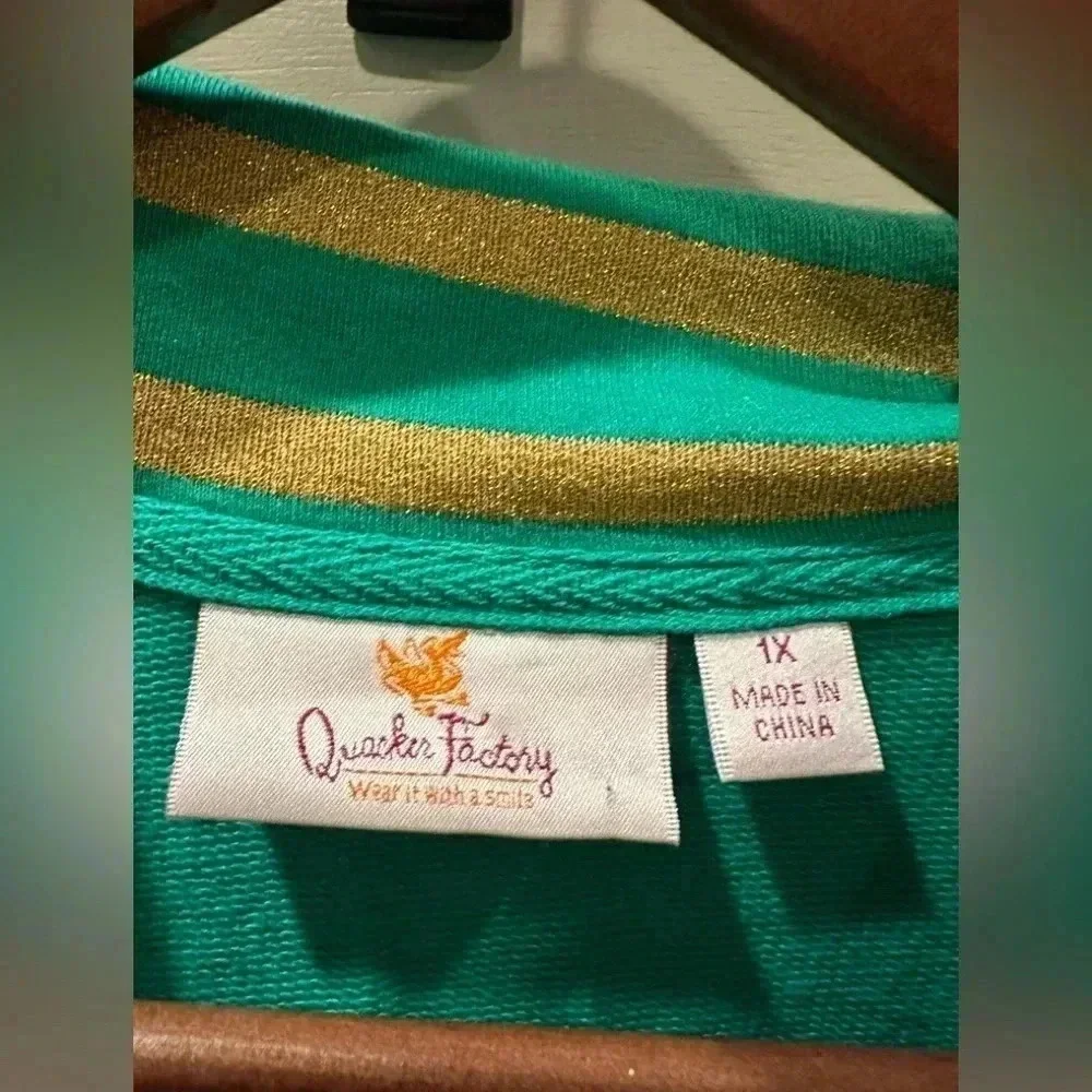 Quacker Factory Green Full Zip- 1X